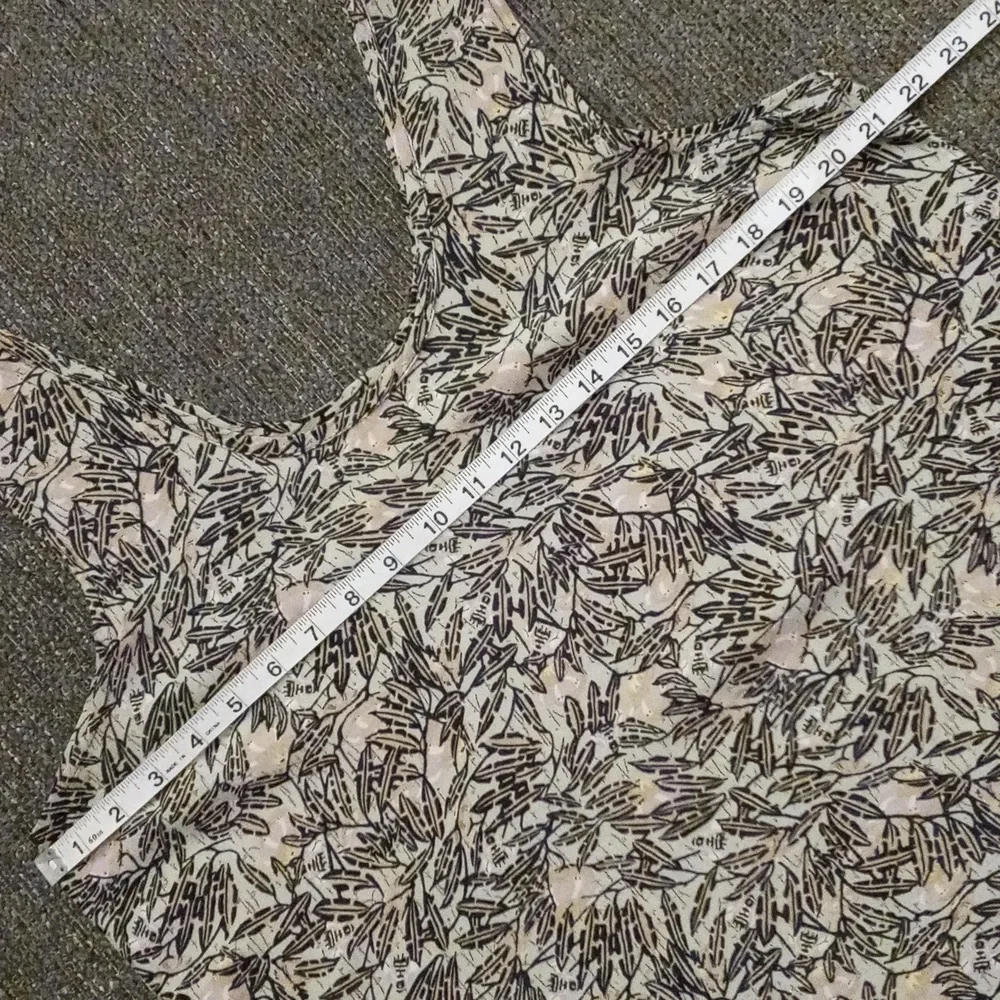 🖤VTG Flax by Jeanne Engelhart🖤 - Black/Tan Floral Print Sleeveless Dress - Picture 12 of 14